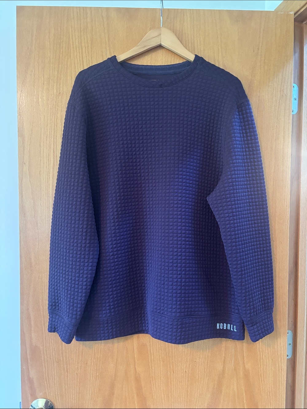 NOBULL Men's Navy Textured Waffle Crewneck Sweatshirt